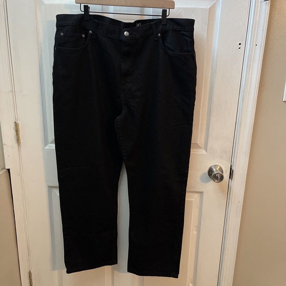 George‎ Men's Regular Fit Classic Black Denim Jeans 100% Cotton 44x30 - Picture 1 of 7